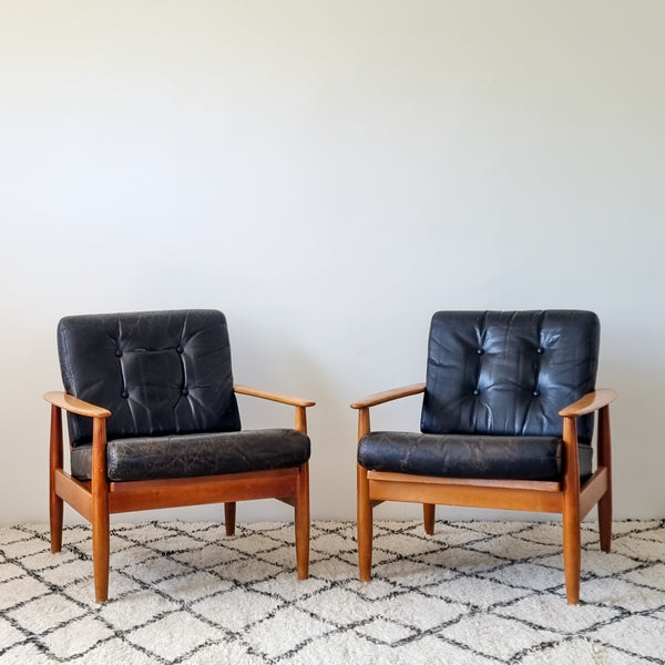 Pair of Danish Leather Armchairs
