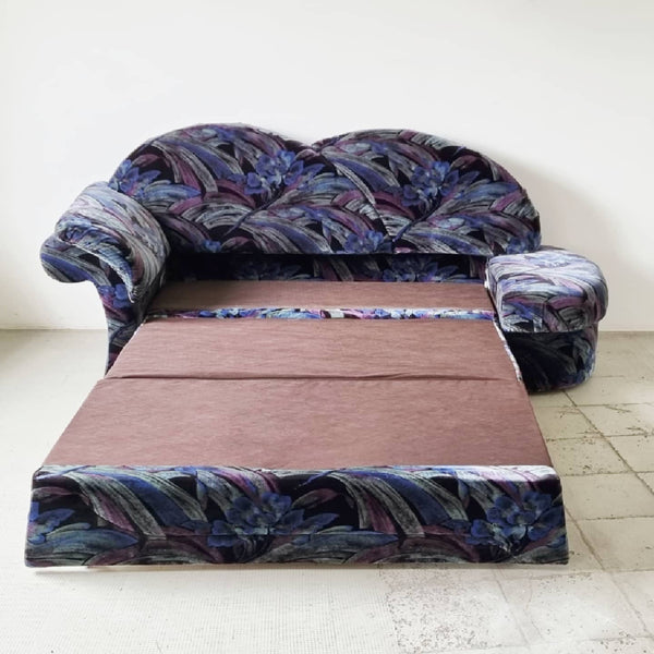 80s Velvet Divan Sofa Bed