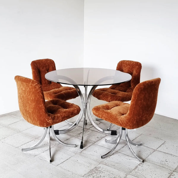 Smoked glass dining table and chairs hotsell