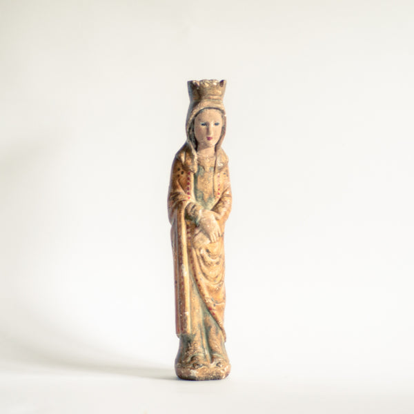 18th Century Polychrome Religious Virgin Mary Statues 