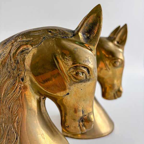 Brass Horse Head Bookends