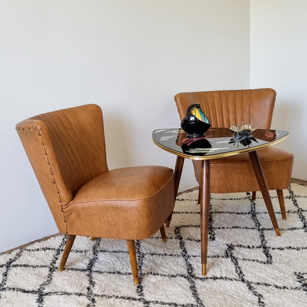 Pair of Cognac Cocktail Chairs