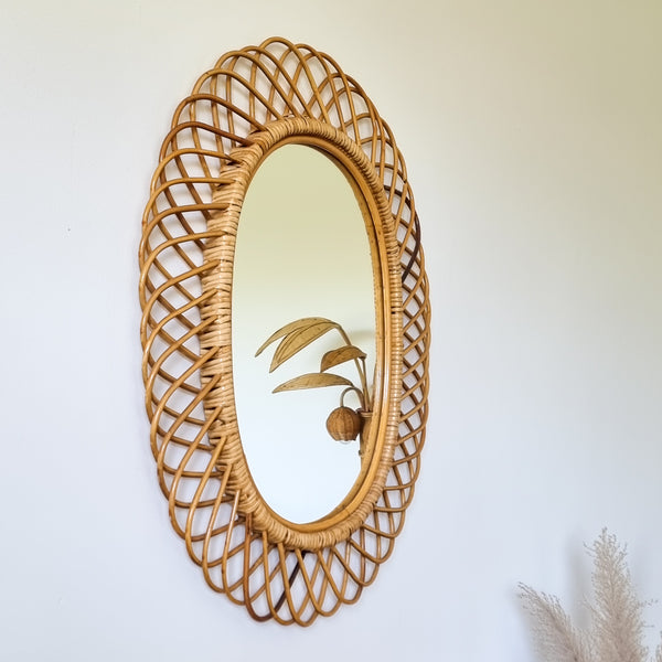 Rattan Oval Sunburst Mirror