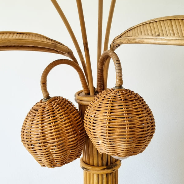 Vintage Rattan Coconut Lamp Mario Torres Lopez