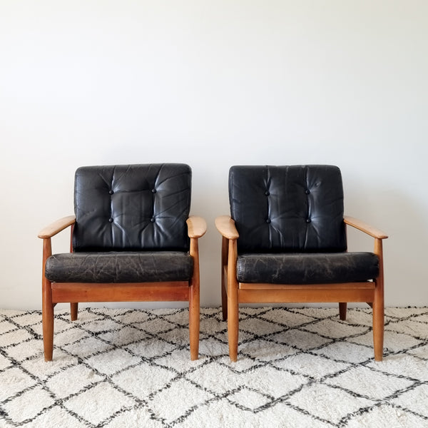 Pair of Danish Leather Armchairs