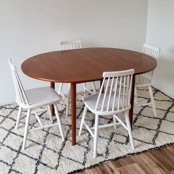 Round Teak Dining Table with Extension