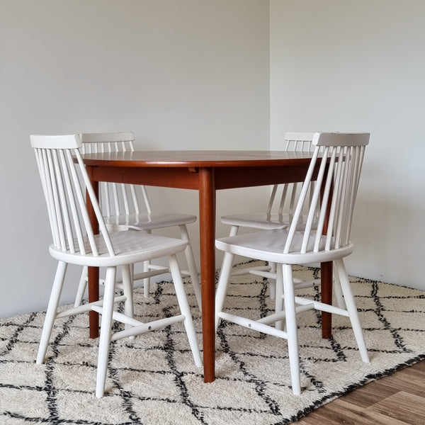 Round Teak Dining Table with Extension