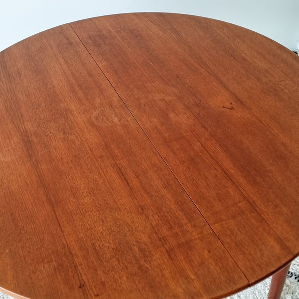 Round Teak Dining Table with Extension