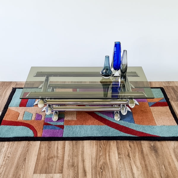 1970s Tubular Chrome and Smoked Glass Coffee Table