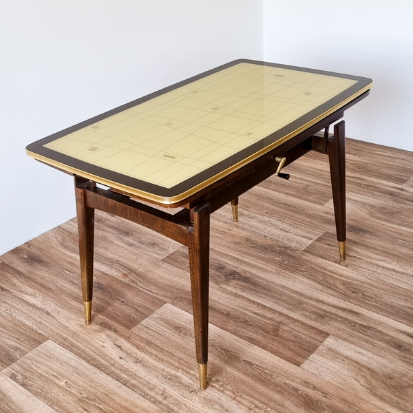 Retro Patterned Adjustable Height Dining Table