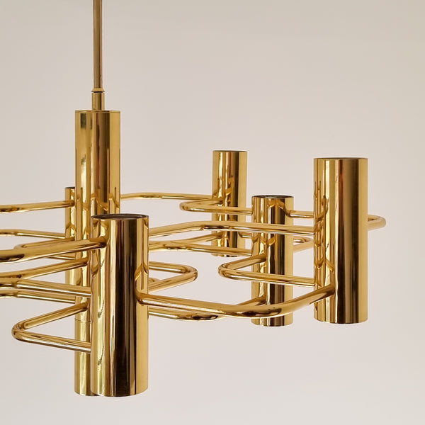 Gaetano Sciolari for Boulanger Gilded Brass Chandelier