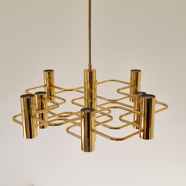 Gaetano Sciolari for Boulanger Gilded Brass Chandelier
