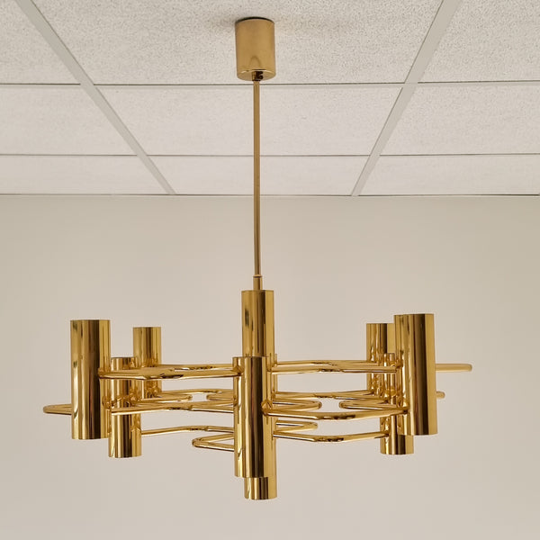 Gaetano Sciolari for Boulanger Gilded Brass Chandelier