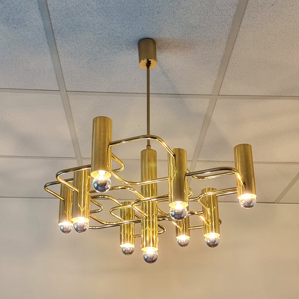 Gaetano Sciolari for Boulanger Gilded Brass Chandelier