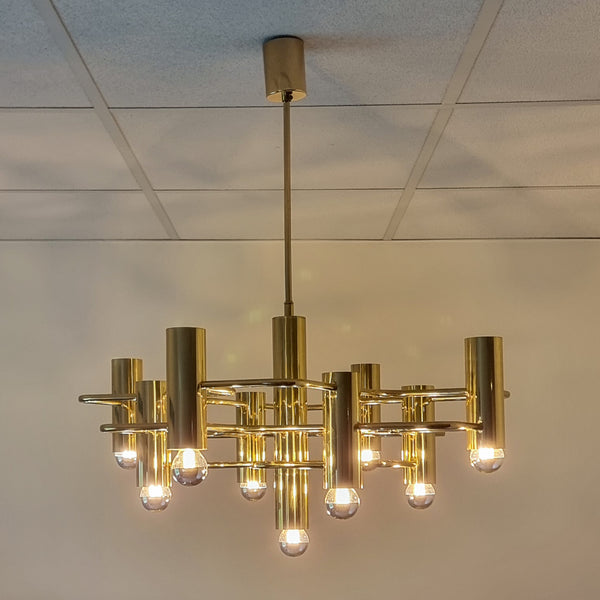 Gaetano Sciolari for Boulanger Gilded Brass Chandelier