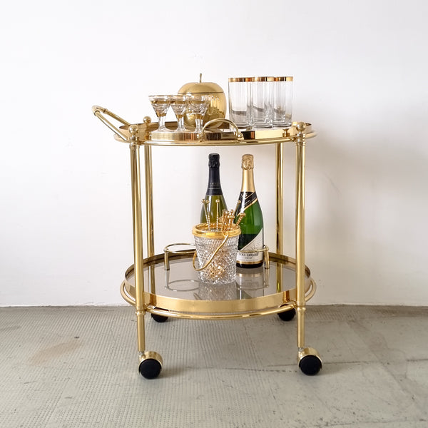 Round Gold Bar Cart 80's