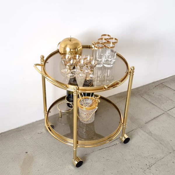 Round Gold Bar Cart 80's