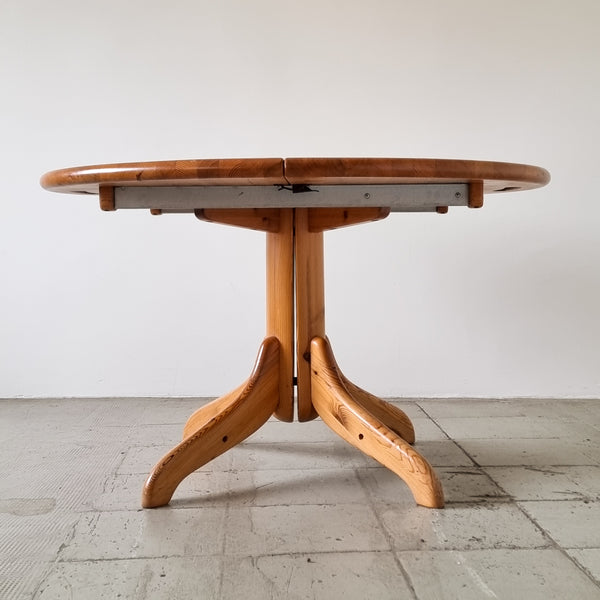 Round Solid Pine Wood Dining Table with Extensions