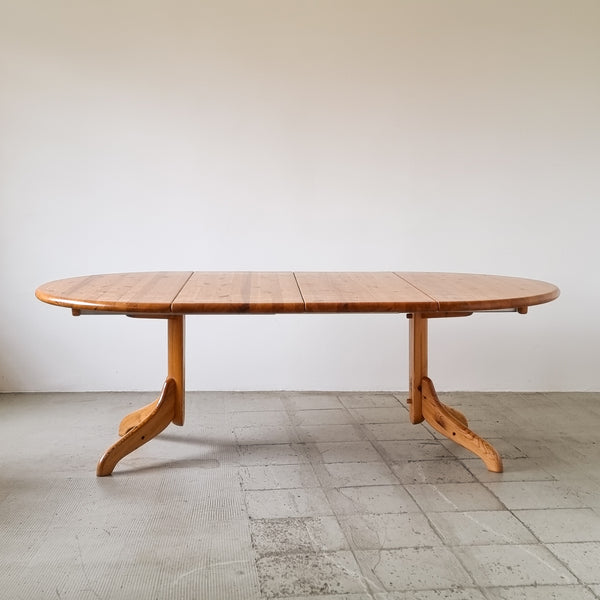 Round Solid Pine Wood Dining Table with Extensions