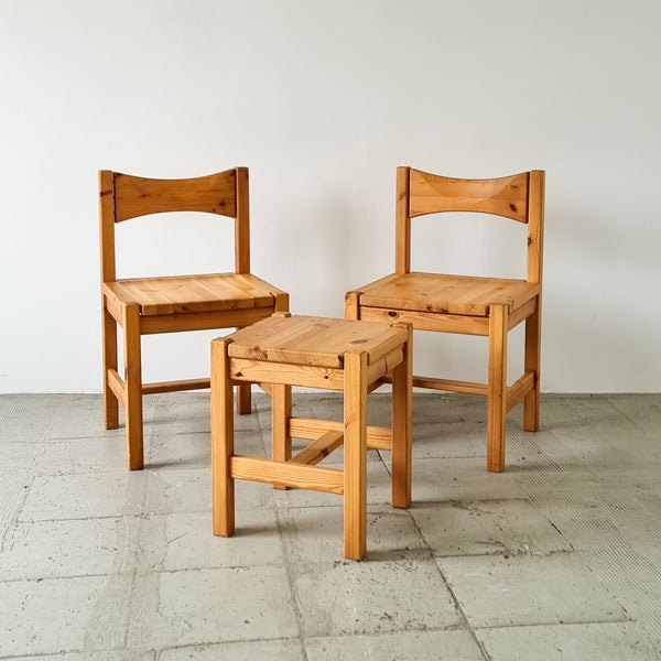 Ilmari Tapiovaara Hongisto Pine Wood Dining Chairs and Stool