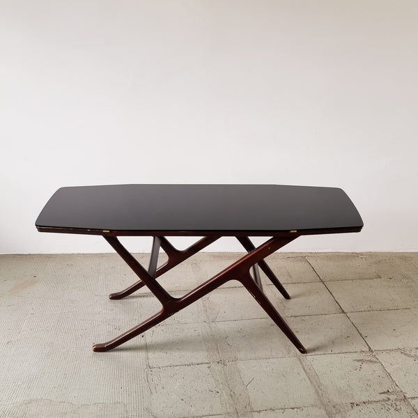 1950's Ilse Möbel Black Glass Top Coffee Table