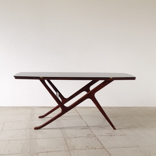 1950's Ilse Möbel Black Glass Top Coffee Table