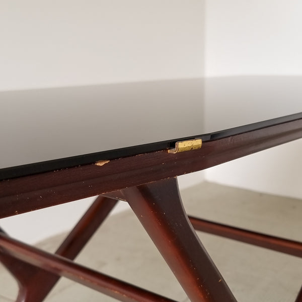 1950's Ilse Möbel Black Glass Top Coffee Table