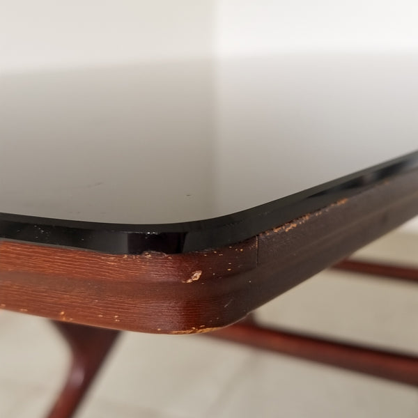 1950's Ilse Möbel Black Glass Top Coffee Table
