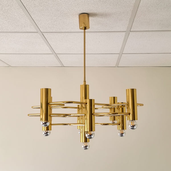 Gaetano Sciolari for Boulanger Gilded Brass Chandelier