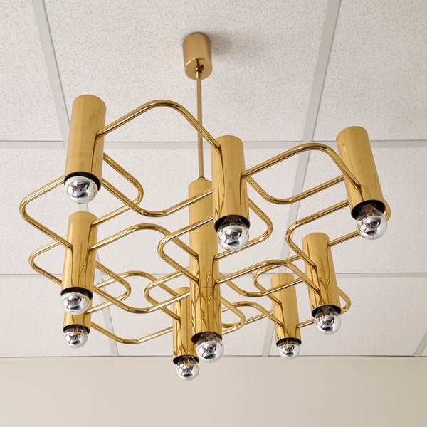 Gaetano Sciolari for Boulanger Gilded Brass Chandelier