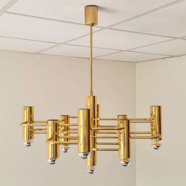 Gaetano Sciolari for Boulanger Gilded Brass Chandelier