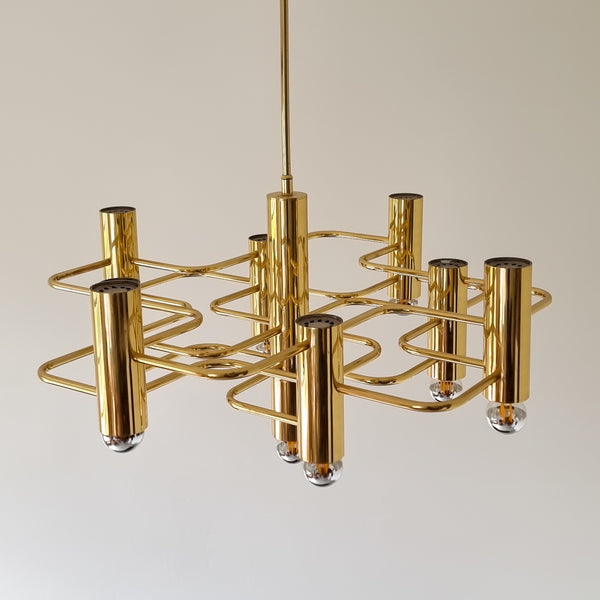 Gaetano Sciolari for Boulanger Gilded Brass Chandelier
