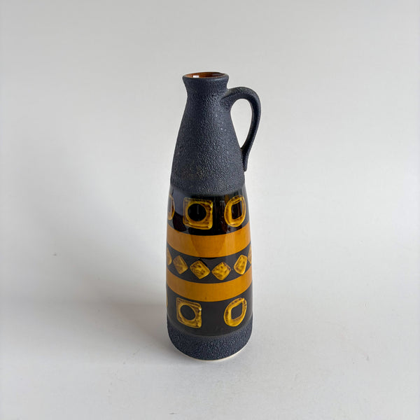 West Germany Vase Black and Amber Vase
