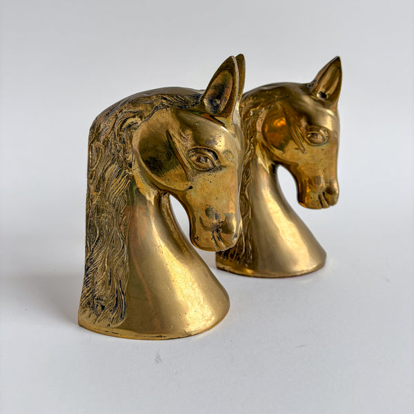 Brass Horse Head Bookends