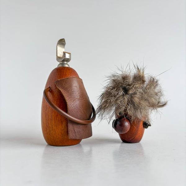 Vintage Teak Bottle Opener Figurine