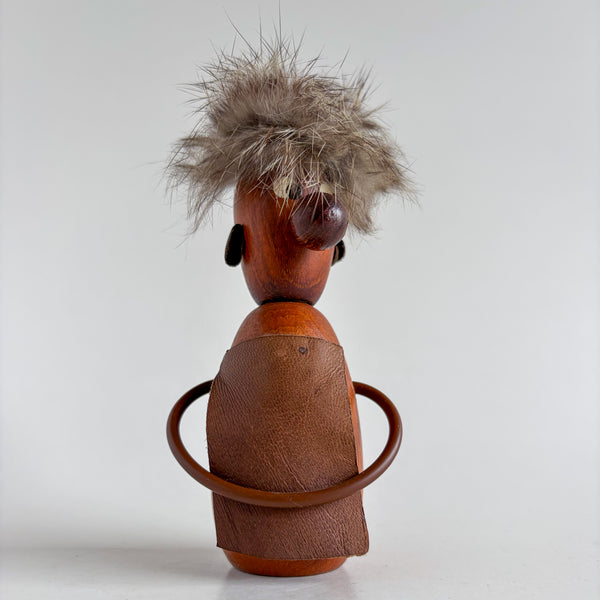 Vintage Teak Bottle Opener Figurine