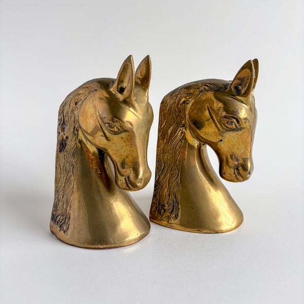 Brass Horse Head Bookends