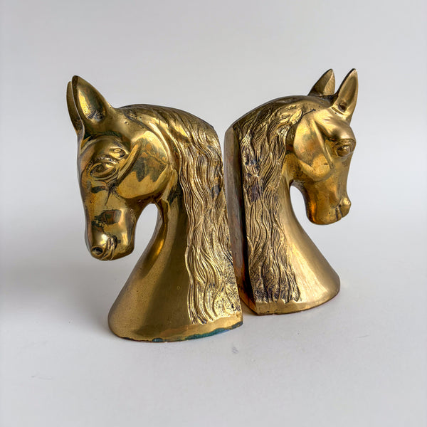 Brass Horse Head Bookends