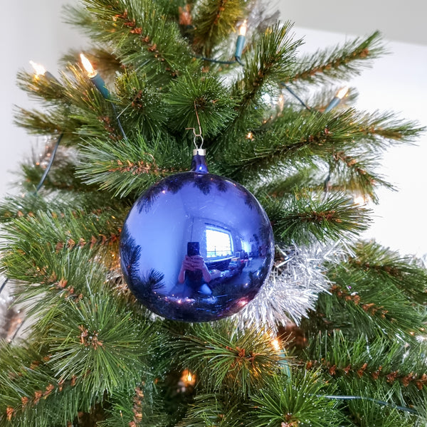 Christmas Ornament Set - 3 XL baubles blue and silver