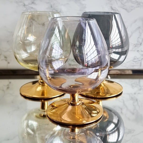 § Vintage Harlequin Cognac Glasses - Set of 3