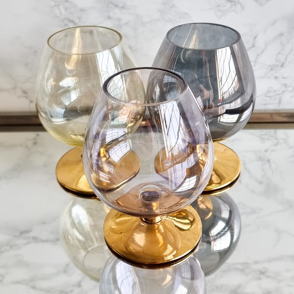 § Vintage Harlequin Cognac Glasses - Set of 3