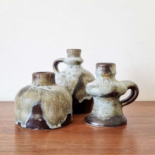 Trio of Jopeko Fat Lava Vases West Germany