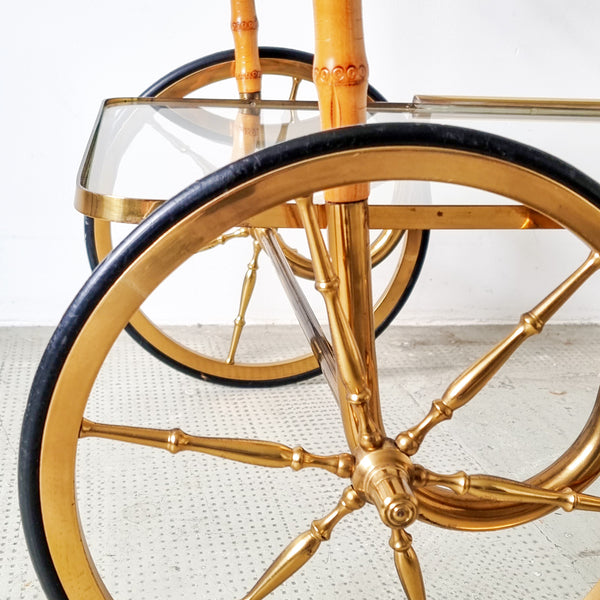 § Italian Bar Cart Bamboo and Brass
