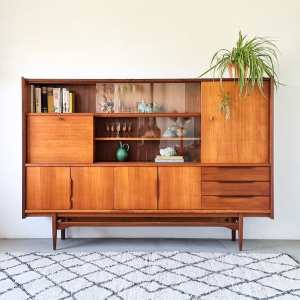 § Mid-century XL Highboard with Display Case