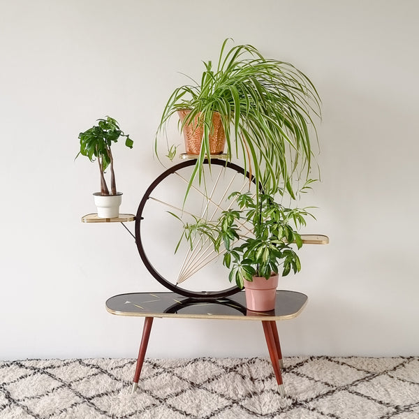 § Black Patterned Formica Plant Stand