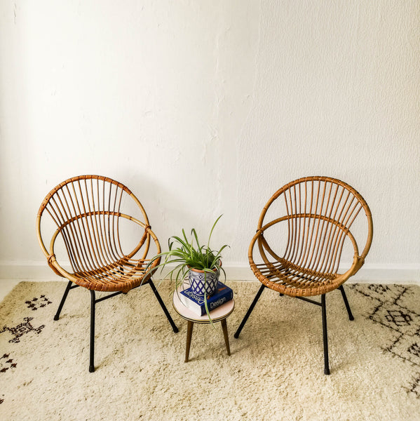 Oddhaus Vintage Furniture Luxembourg Vintage 60s Rattan Shell Chairs