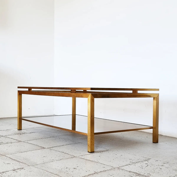 § Maison Jansen style Brass and Smoked Glass Coffee Table