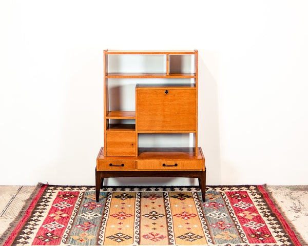 § Modernist Two-Toned Vintage Bookshelf Cabinet