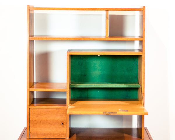 § Modernist Two-Toned Vintage Bookshelf Cabinet