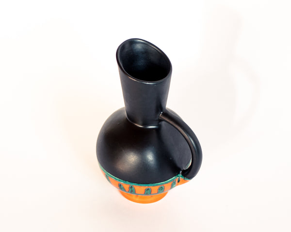 West Germany Black Orange and Green Vase